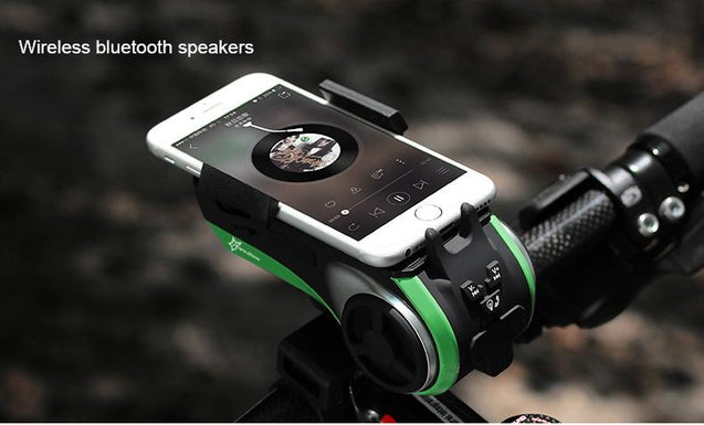 5 In 1 Bike Phone Holder + Bluetooth Audio Player + Power Bank + Bell + Bike Light - Bicycle