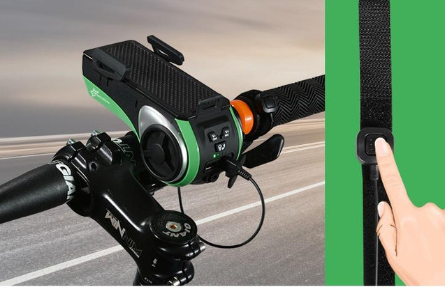 5 In 1 Bike Phone Holder + Bluetooth Audio Player + Power Bank + Bell + Bike Light - Bicycle