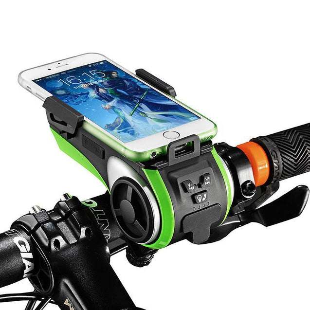 5 In 1 Bike Phone Holder + Bluetooth Audio Player + Power Bank + Bell + Bike Light - Bicycle